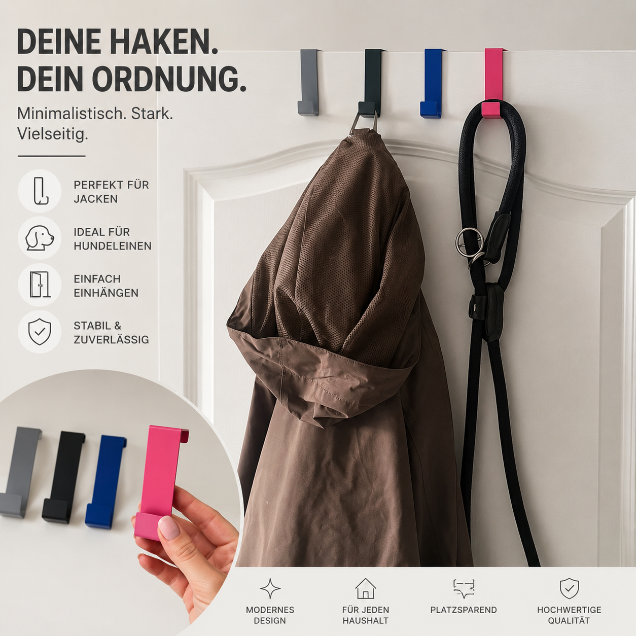 Alltags-, Multi-, Tür- und Möbelhaken 6er Set
